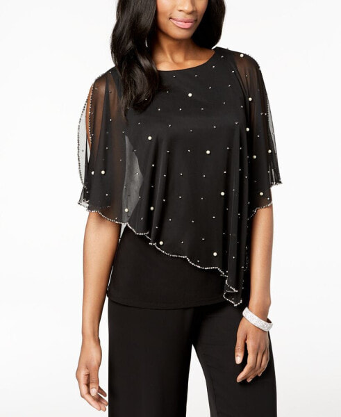 Embellished Asymmetrical Overlay Top