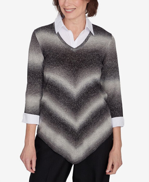 Petite Classics Chevron Ombre Woven Sweater