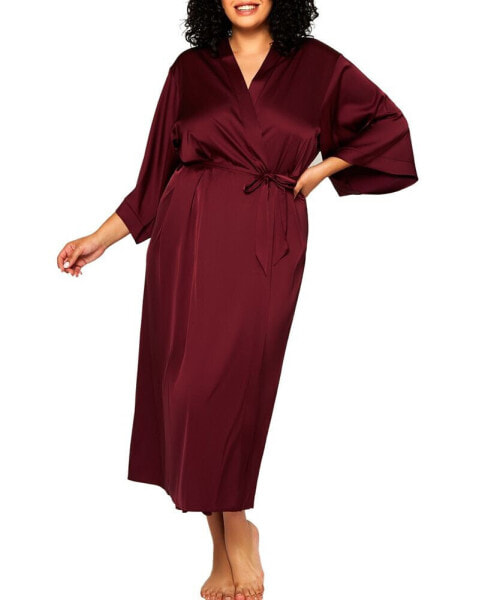 Женская пижама iCollection Plus Size Tania Elegant Satin Lux Robe