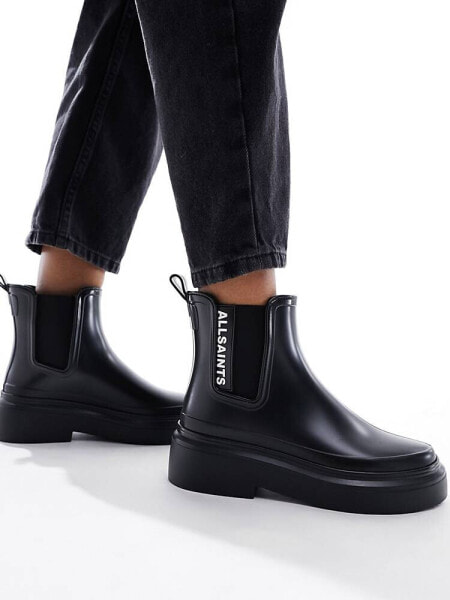 AllSaints Hetty rubber boots in black