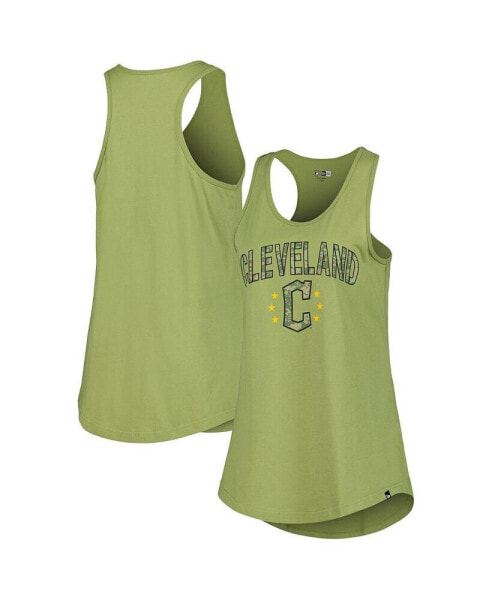 Women's Olive Cleveland Guardians Armed Forces Day Tank Top