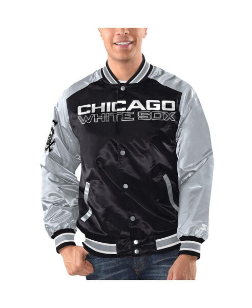 Men's Black, Silver Chicago White Sox Varsity Satin Full-Snap Jacket