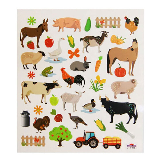 GLOBAL GIFT Classy Glitter Farm Animals Stickers