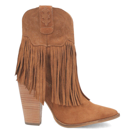 Dingo Crazy Train Fringe Embroidery Snip Toe Cowboy Booties Womens Brown Casual