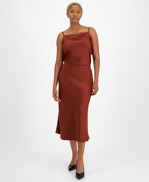 Women's Pull-On Midi Bias-Cut Satin Skirt, Created for Macy's