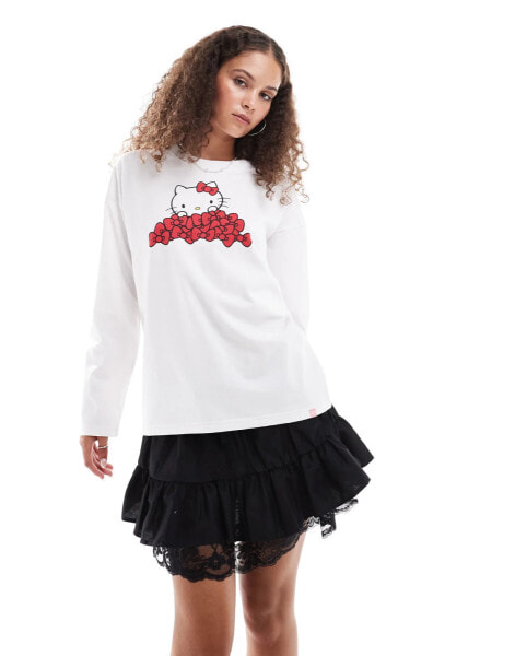 Daisy Street oversized long sleeve t-shirt with Hello Kitty bow graphic