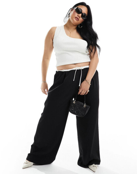 Extro & Vert Plus drawstring tailored trousers in black and white