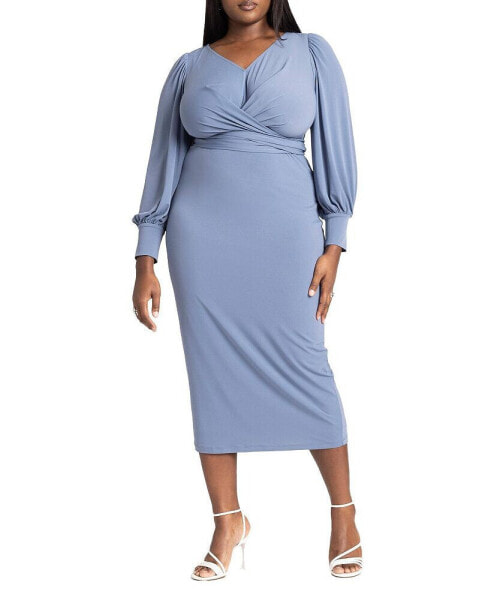 Plus Size Cross Front Midi Dress