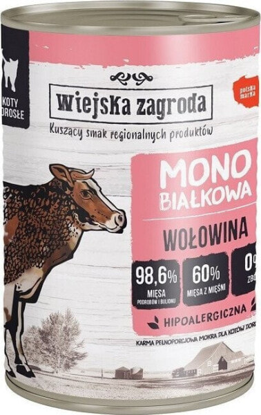 Wiejska Zagroda Karma mokra dla kota WIEJSKA ZAGRODA Monobiałkowa wołowina 400 g