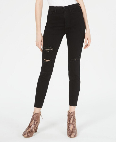 Juniors' High-Rise Distressed Curvy Skinny Jeans