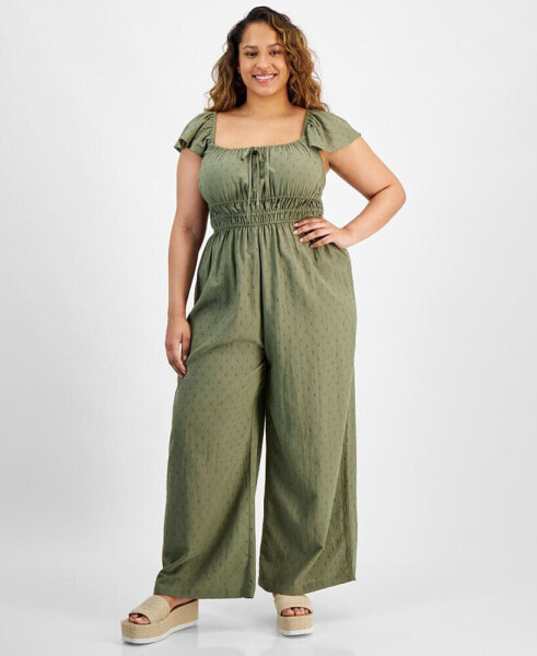 Trendy Plus Size Corset-Look Jumpsuit, Created for Macy's