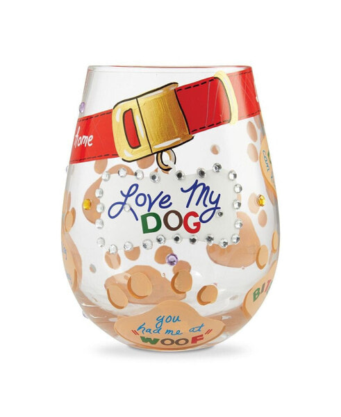 LOLITA Love My Dog Stemless Wine Glass