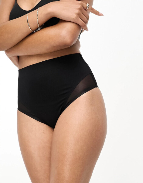 ASOS DESIGN Contouring medium control high waist brief in black