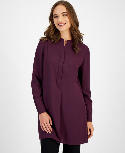 Women's Long-Sleeve Popover Tunic Blouse