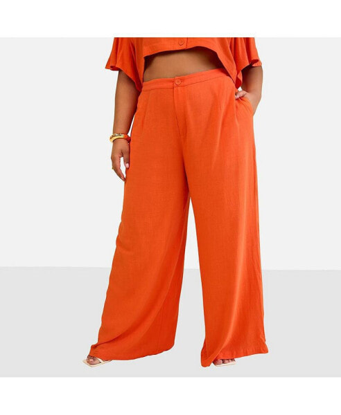 Plus Size Leticia Linen Wide Leg Pants