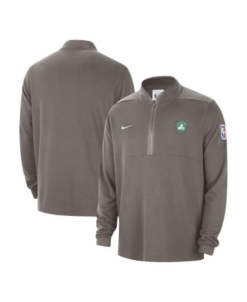 Men's Olive Boston Celtics Authentic Performance Half-Zip Jacket