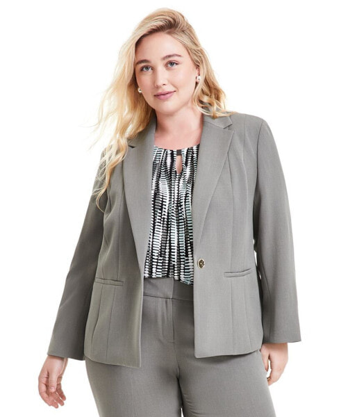 Plus Size One-Button Blazer