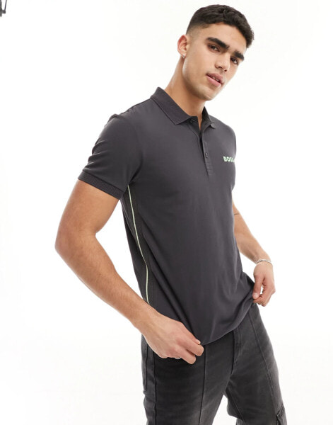 BOSS Green Paule logo polo shirt in charcoal