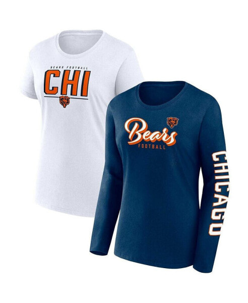 Women's Navy, White Chicago Bears Two-Pack Combo Cheerleader T-shirt Set