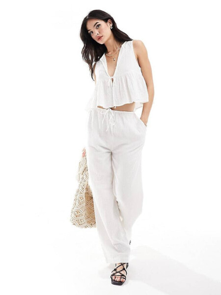 IIsla & Bird narrow waist beach trouser co-ord in white