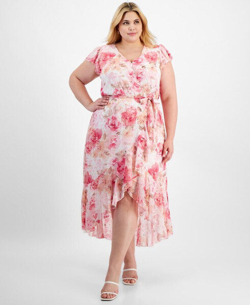 Plus Size Floral-Print Wrap Dress