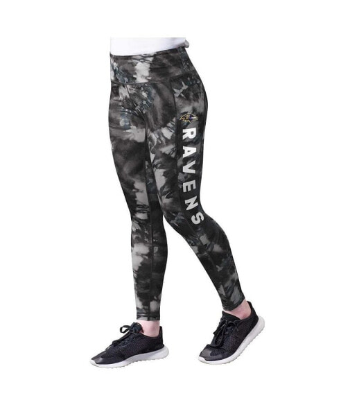 Women's Black Baltimore Ravens Aubrey Tie-Dye Leggings