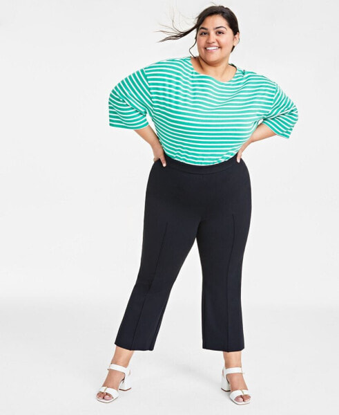 Trendy Plus Size Ponté Kick-Flare Ankle Pants, Regular and Short Length, Created for Macy's