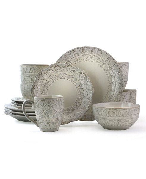 Lace 16 Piece Luxurious Stoneware Dinnerware Set