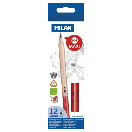 MILAN Box 12 Triangular Maxi Hb Graphite Pencils