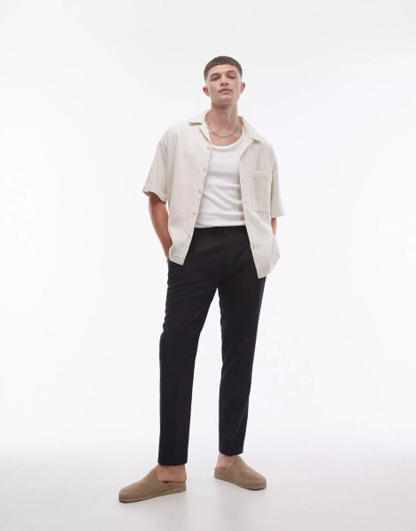 Topman linen blend taper in black