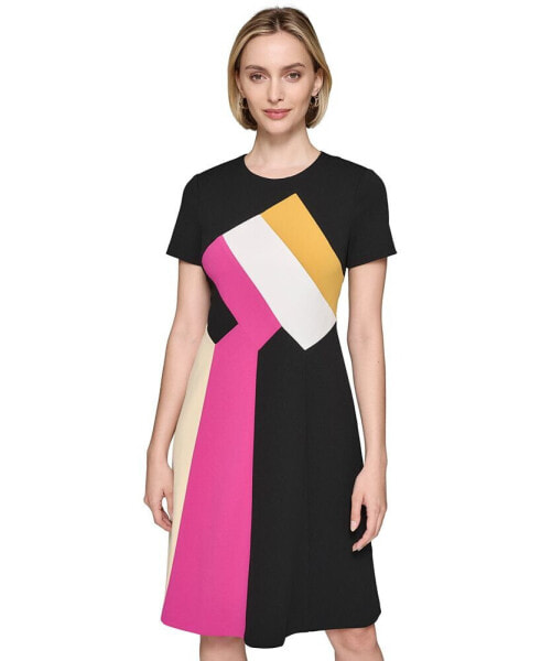 Women's Colorblocked A-Line Dress