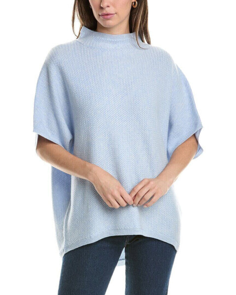 Forte Cashmere Textured Funnel Cashmere Popover Women's Blue L