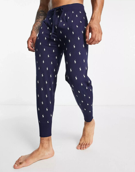 Polo Ralph Lauren lounge jogger in navy with all over print logo