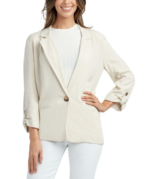 Juniors' 3/4-Sleeve One-Button Blazer