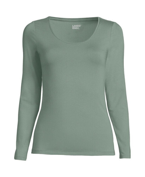 Women's Lightweight Jersey Skimming Long Sleeve Scoop Neck T-shirt