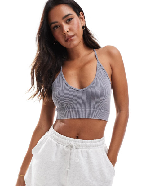 ONLY seamless ribbed bralette in washed grey