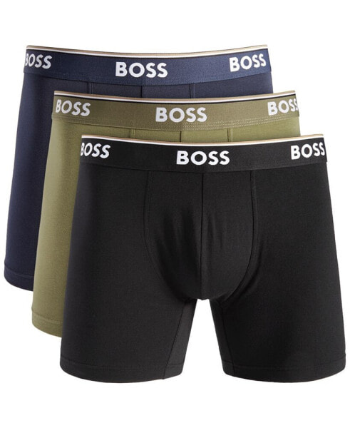 BOSS by Men's Power 3-Pk. Tipped Logo Waistband Boxer Briefs