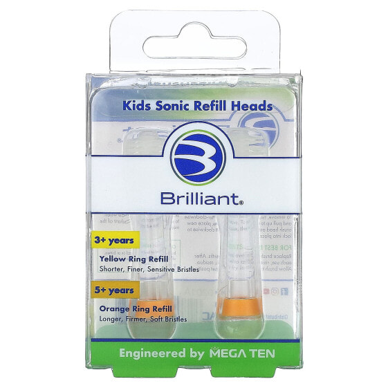 Brilliant, Kids Sonic Refill Heads, 5+ Years, Orange, 2 Refill Heads