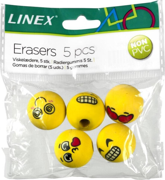 Linex Gumki na ołówek LINEX EMOJI opakowanie 5szt 400114751