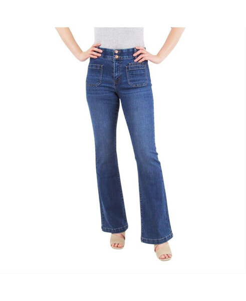 Women's Tummy Control Bootcut Jeans with Classic Pockets and back design