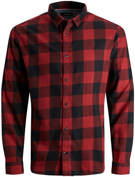 JJEGINGHAM Slim Fit Men´s Shirt Brick Red