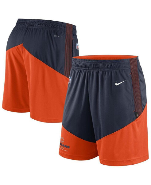 Men's Navy, Orange Chicago Bears Sideline Primary Lockup Performance Shorts