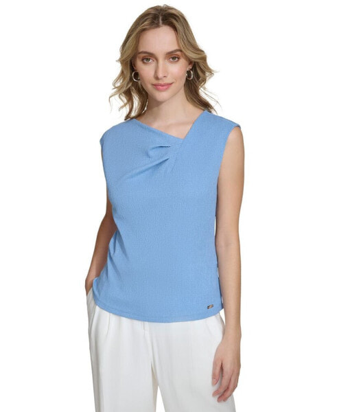 Women's Sleeveless Asymmetrical Neck Top