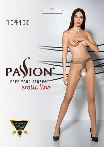 Erotische Strumpfhose mit Ausschnitt Tiopen 010 20 Den beige - Passion 3/4