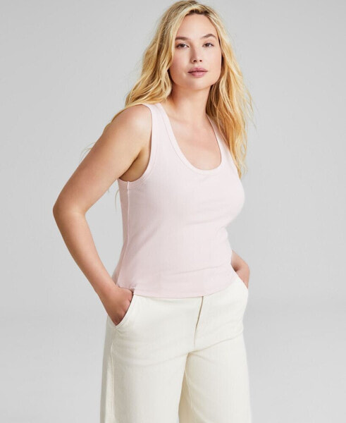 Women's Scoop-Neck Rib-Knit Sleeveless Tank Top, Created for Macy's