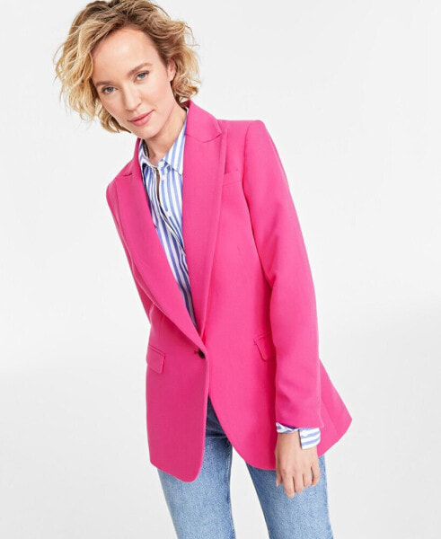 Women's Solid One-Button Boyfriend Blazer, Created for Macy's