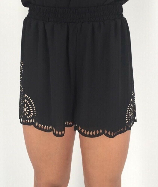 H.I.P. 191209 Womens Solid Black Stylish Junior Casual Shorts Size Large