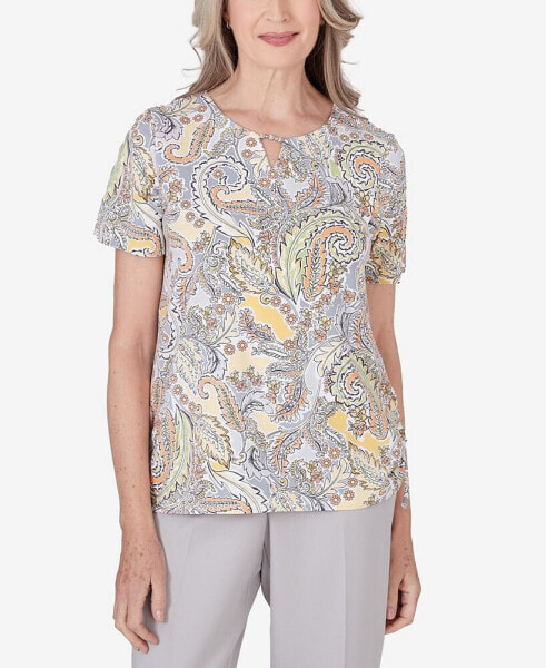 Petite Charleston Paisley Ruched Top