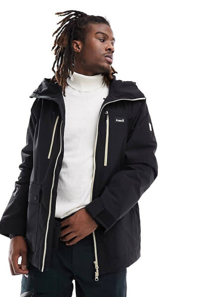 Planks good times insulated ski jacket in black