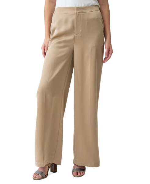 Women's Elastic-Back High-Rise Wide-Leg Pants